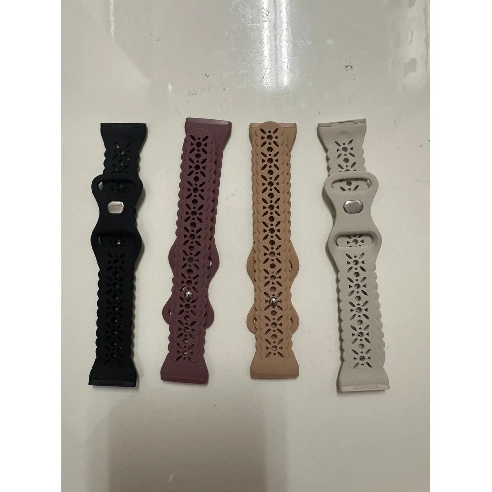 4 Pack Lace Silicone Watch Bands for Apple Watch‎ Floral Cutout Straps Set